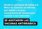se AGOTARON las VACUNAS ANTIRRÁBICAS