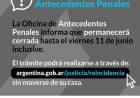 Durante esta semana no funcionará la oficina de Antecedentes Penales
