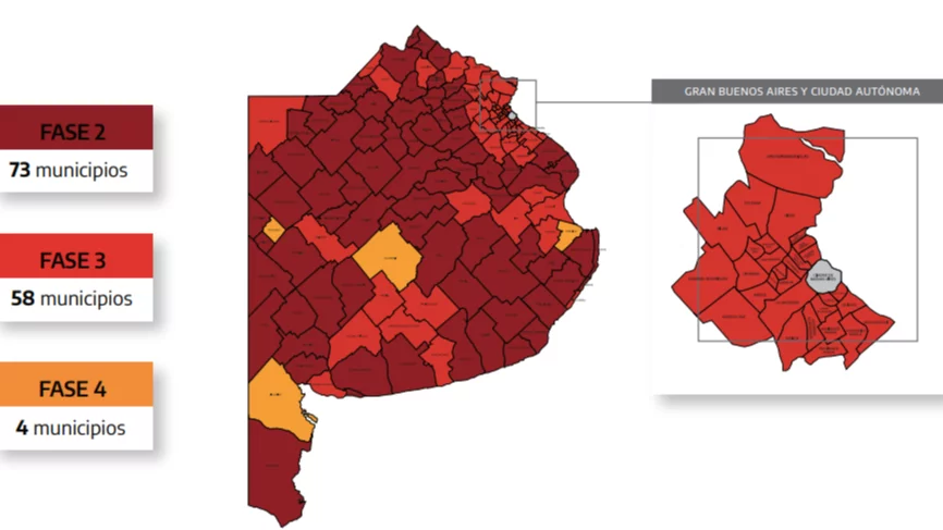 Cómo queda cada municipio bonaerense en la nueva clasificación de fases