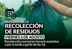 Horario de Recolección de Residuos viernes 6 de agosto⠀