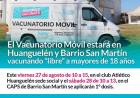 El Vacunatorio Móvil estará en Huanguelén y Barrio San Martín vacunando “libre” a mayores de 18 años