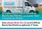 El Vacunatorio Móvil estará en Barrio San Martín vacunando “libre” a mayores de 18 años⠀