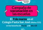 Campaña de vacunación en las escuelas