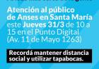 Atención al público en el Punto de Contacto de Anses en Santa María