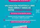Vacunación pediátrica libre para niños y niñas de entre 6 meses y 2 años
