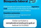El Municipio de Coronel Suárez busca Ingeniero Civil