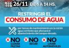 Restricción en el suministro de agua corriente