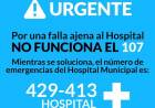 ATENCION: eL 107 de EMERGENCIAS está fuera de SERVICIO