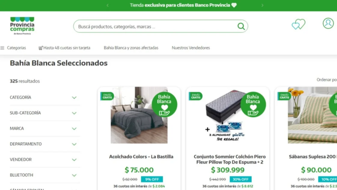 Provincia Compras ofrece hasta 36 cuotas sin interés para afectados por el temporal