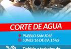 Atención vecinos de Pueblo San José: corte de agua lunes 16 de junio