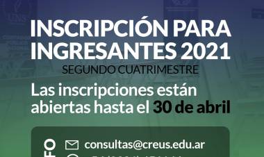 CREUS / UNS: inscripciones abiertas para ingresantes 2021⠀