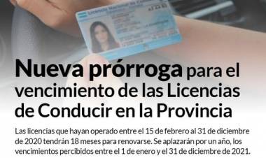 Nueva prórroga para el vencimiento de las Licencias de Conducir en la Provincia⠀