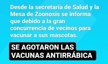 se AGOTARON las VACUNAS ANTIRRÁBICAS