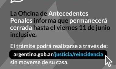 Durante esta semana no funcionará la oficina de Antecedentes Penales