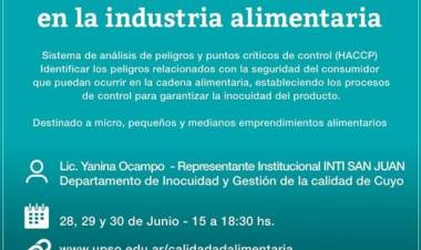 El próximo 28, 29 y 30 de Junio se llevará a cabo el Curso " Gestión de la Calidad en la Industria Alimentaria"