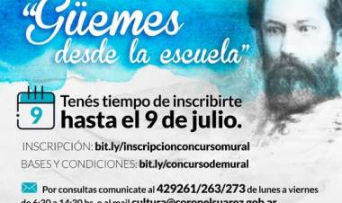 Participá con tu curso del concurso para pintar un mural “Güemes desde la escuela”⠀