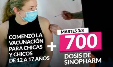 Comenzó la vacunación para menores de 12 a 17 años de edad