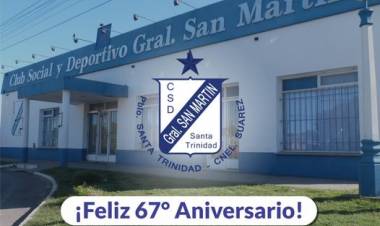 Feliz 67° aniversario club Social Deportivo General San Martín de Santa Trinidad