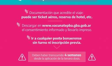 Desde hoy ya se aplica la cuarta dosis para personas viajeras