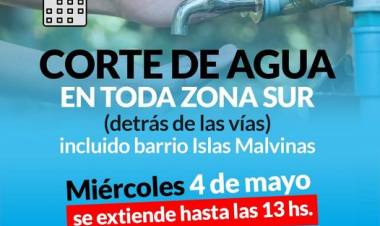 Corte de agua en toda zona sur