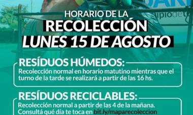 Horario de recolección de residuos Feriado Nacional