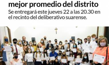 Premio Honorable Concejo Deliberante de Coronel Suárez a los estudiantes con mejor promedio del distrito