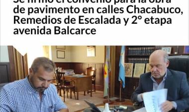 Se firmó el convenio para la obra de pavimento en calles Chacabuco, Remedios de Escalada y 2° etapa avenida Balcarce