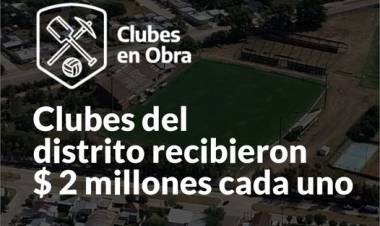 Clubes del distrito recibieron $2 millones “cada uno” en el marco del programa “clubes a la obra”