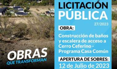 Licitacion Publica: construcción de baños públicos y escalera de acceso a Cerro Ceferino