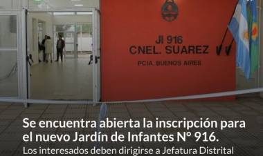 Se encuentra abierta la inscripción para el nuevo Jardín de Infantes N° 916