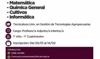 CREUS: Convocatoria docente para la UTN en Coronel Suárez