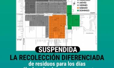 Se suspende la recolección domiciliaria del turno tarde