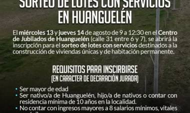 Sorteo de lotes con servicios en Huanguelen