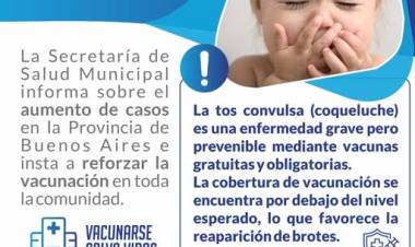 ALERTA EPIDEMIOLÓGICA: AUMENTO DE CASOS DE TOS CONVULSA (COQUELUCHE)