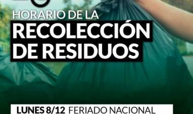 Servicio de recolección de residuos domiciliarios LUNES 8 DE DICIEMBRE