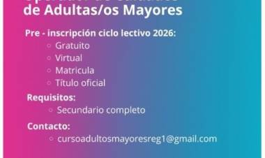  Convocatoria: Operador/a de Cuidados de Adultas/os Mayores – Ciclo Lectivo 2026