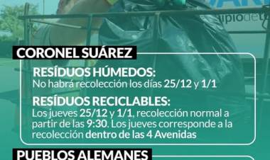 Recolección de residuos durante las fiestas