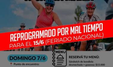 Bicicleteada a Pueblo Santa Maria: se reprogramó para el Lunes 15 de Junio