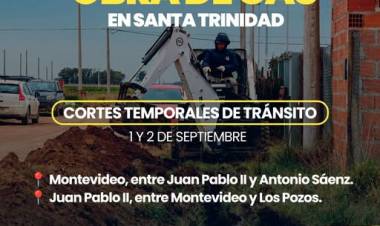 Avanza la obra de gas en Santa Trinidad: habrá cortes temporales de transito