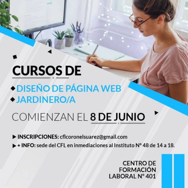 Inscripción a los cursos Diseño de Página Web y Jardinero/a⠀