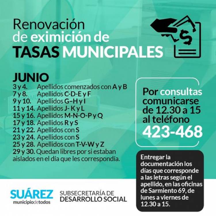 Renovación de Eximición de Tasas Municipales⠀