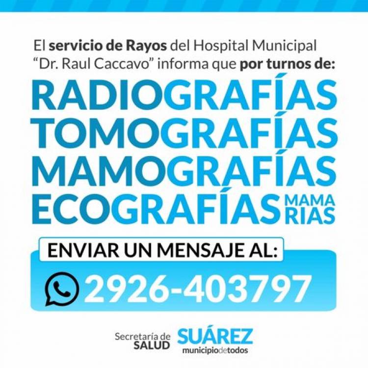 El servicio de Rayos y el servicio de Ecografías del Hospital Municipal informa