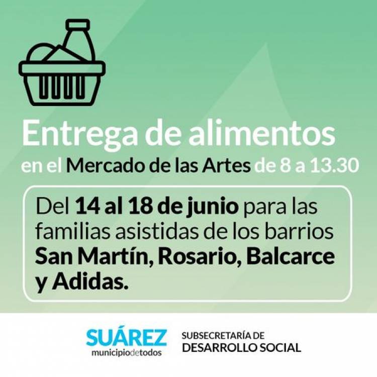 Entrega de alimentos del mes de junio en el Mercado de las Artes⠀
