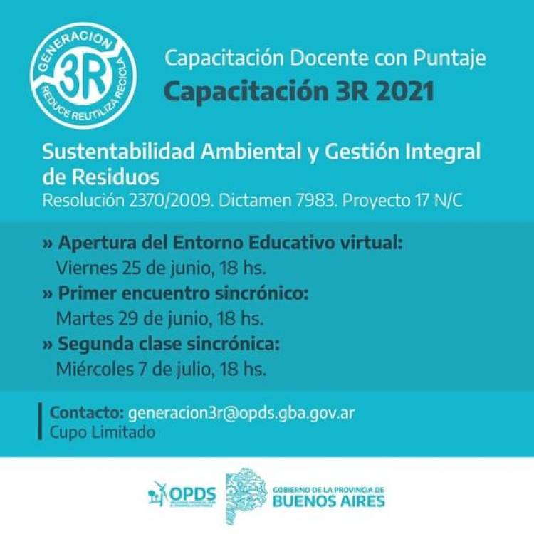 Está abierta la inscripción para la capacitación "Generación 3R"