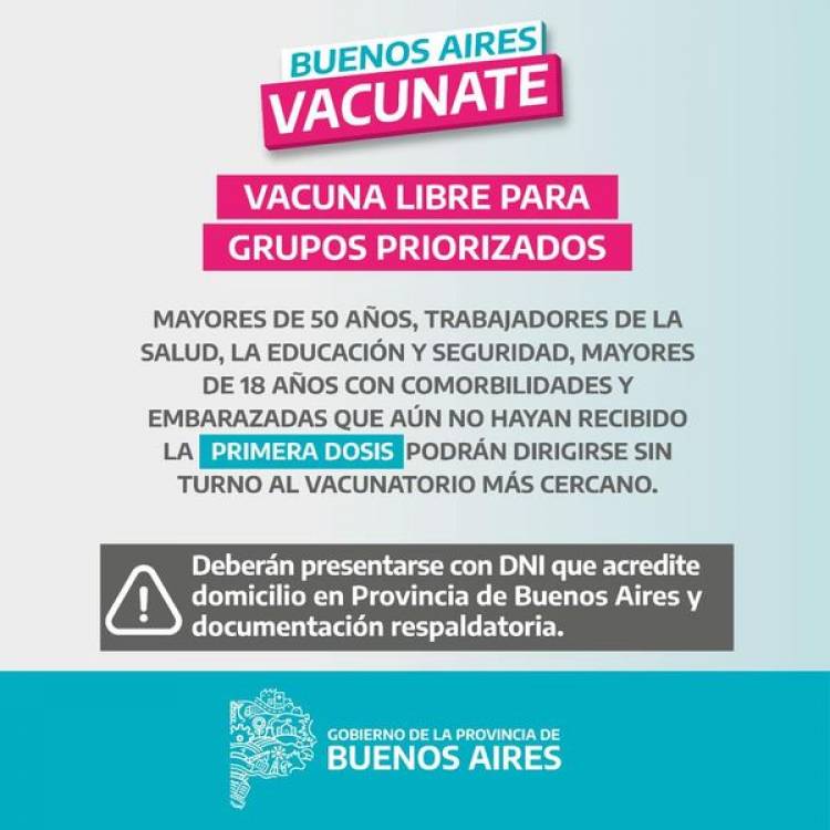 Primera dosis de la vacuna libre para todos los grupos de riesgo