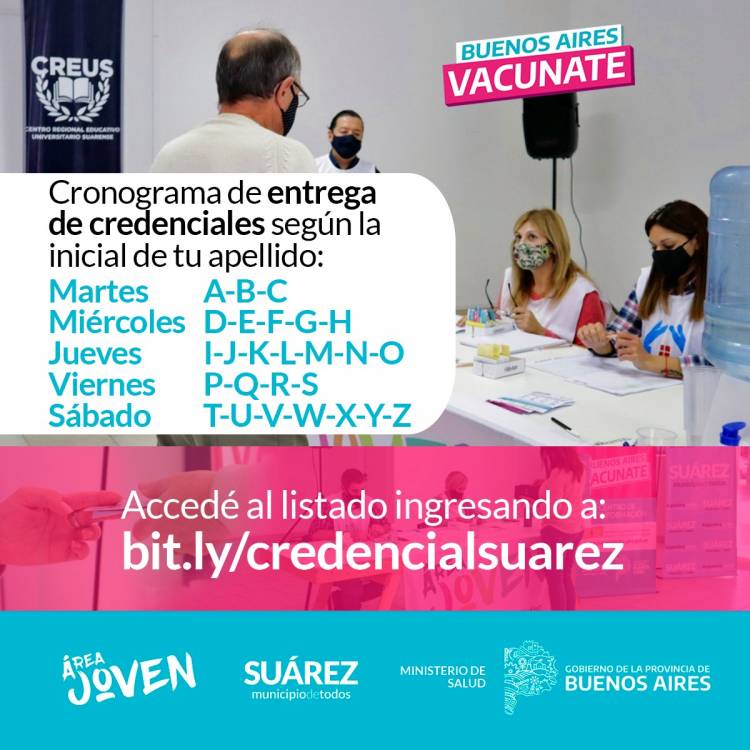 Atención vecinos: llegaron 1500 nuevas credenciales de personas que registran vacunación Covid-19⠀