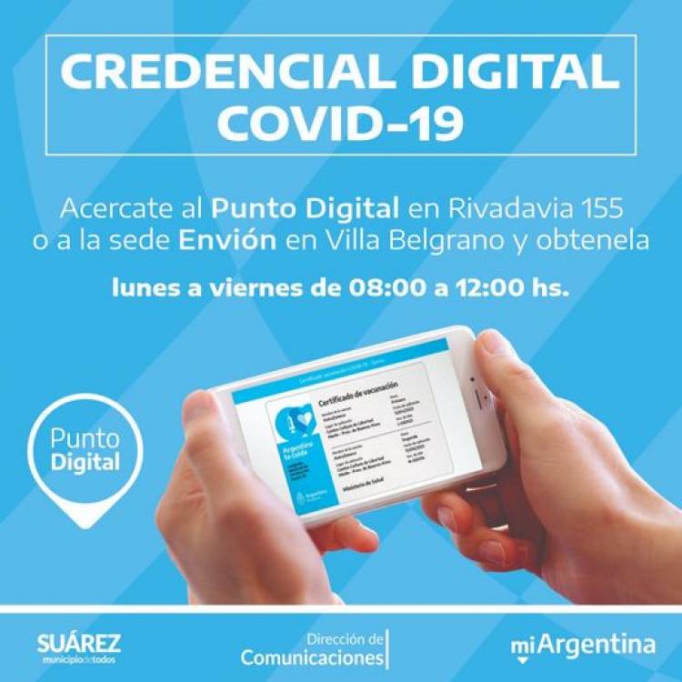 ¿Querés tener tu Credencial Digital Covid-19: dirigite al Punto Digital más cercano a tu domicilio que te ayudamos⠀