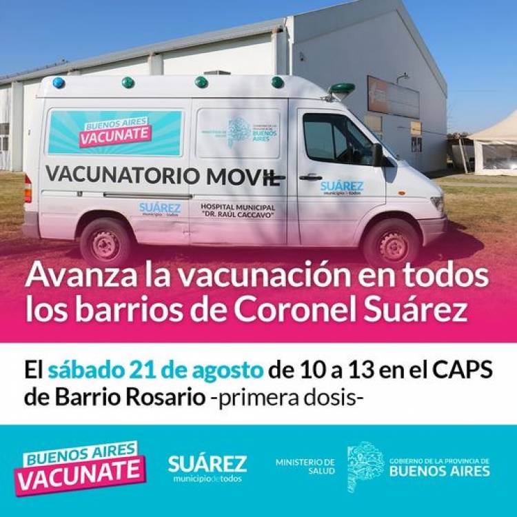 Vacunatorio Móvil: Avanza la vacunación en todos los barrios de Coronel Suárez⠀