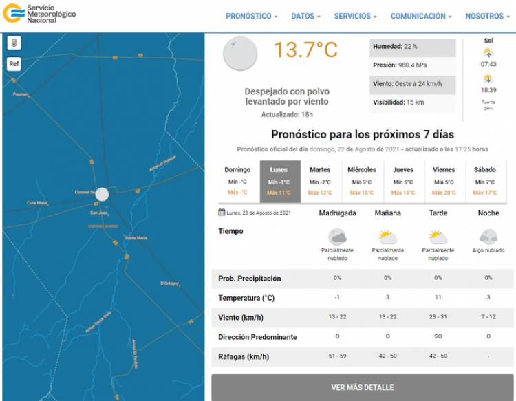 Pronóstico del tiempo oficial para Coronel Suárez y la región