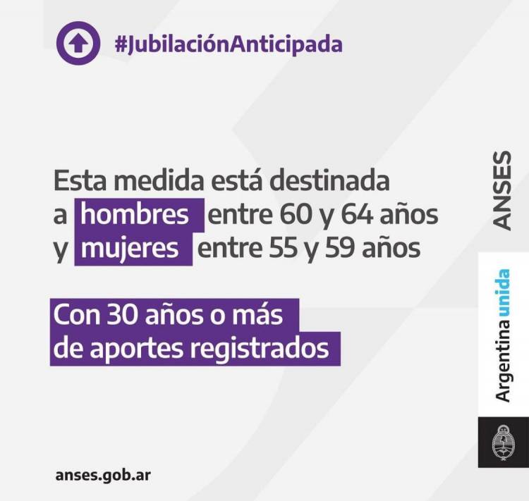 El Gobierno Nacional anunció la jubilación anticipada⠀